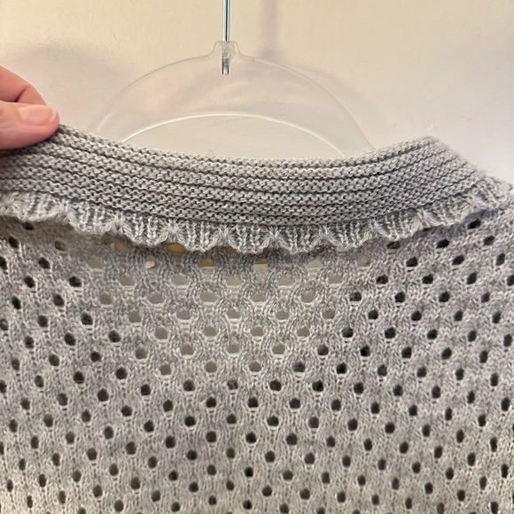 Y2K VINTAGE LIZETTE COLLECTION scallop collar crop grey woman acrylic sweater L - Picture 11 of 12